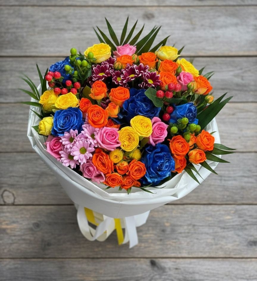 Букет цветов из: Розы и Хризантемы в Нагорное