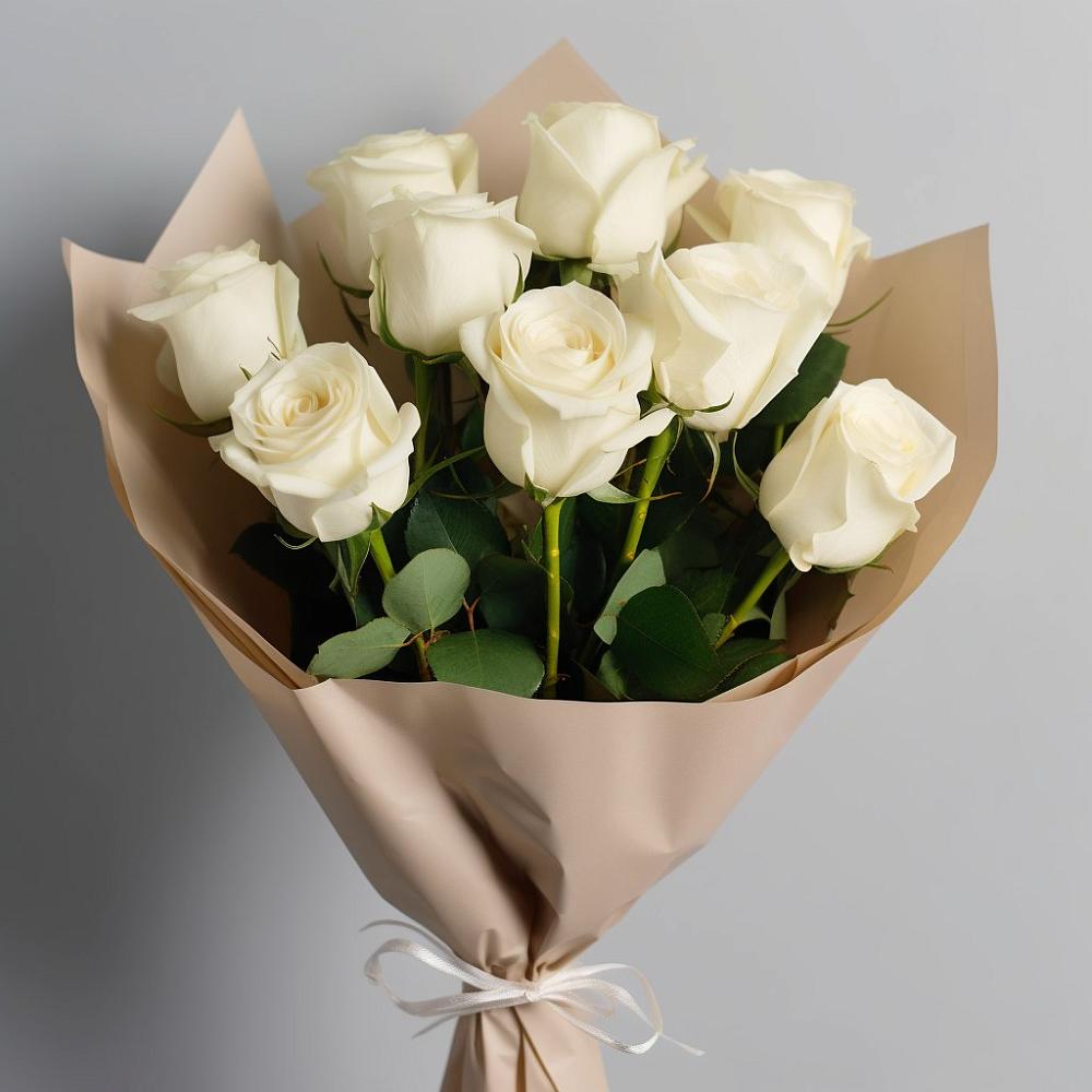 Букет 9 Белых роз Эдлесс Лав в Нагорное