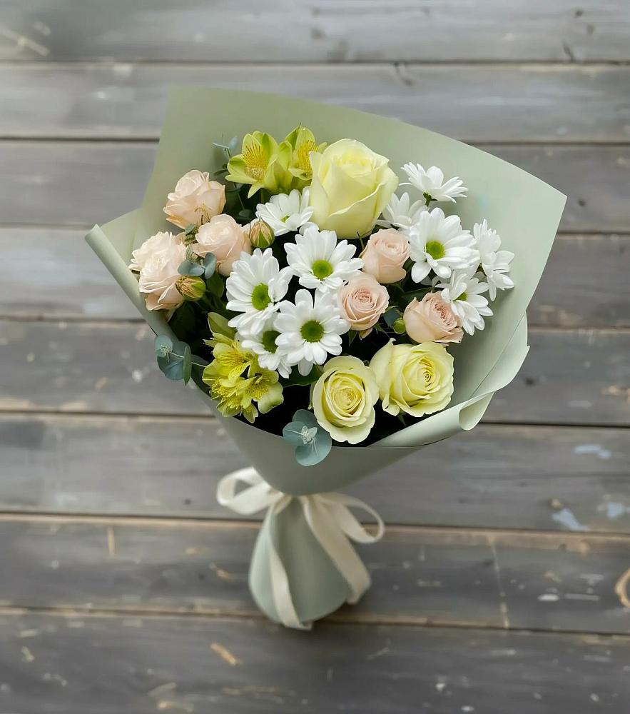Букет цветов из: Альстромерии, Розы и Хризантемы в Нагорное
