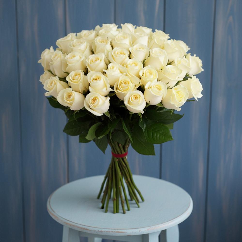 Букет 51 Белая роза Эдлесс Лав в Нагорное