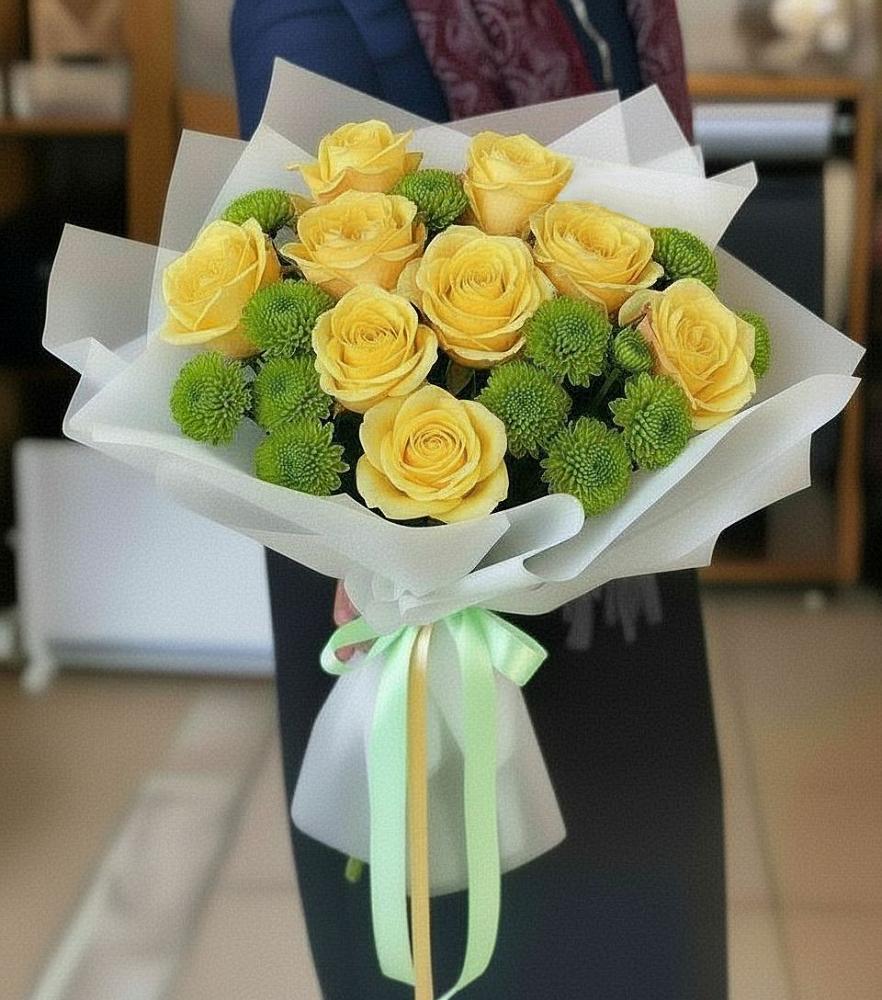 Букет цветов из: Хризантемы и Розы в Нагорное