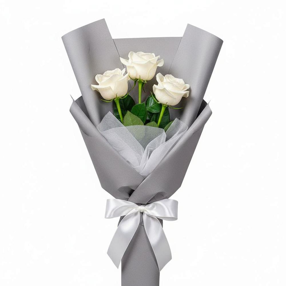 Букет 3 белые розы в Нагорное
