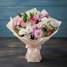 Букет цветов из:  Хризантемы, Альстромерии и Розы в Нагорное