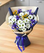Букет цветов из:  Розы, Ирисы и Хризантемы в Нагорное
