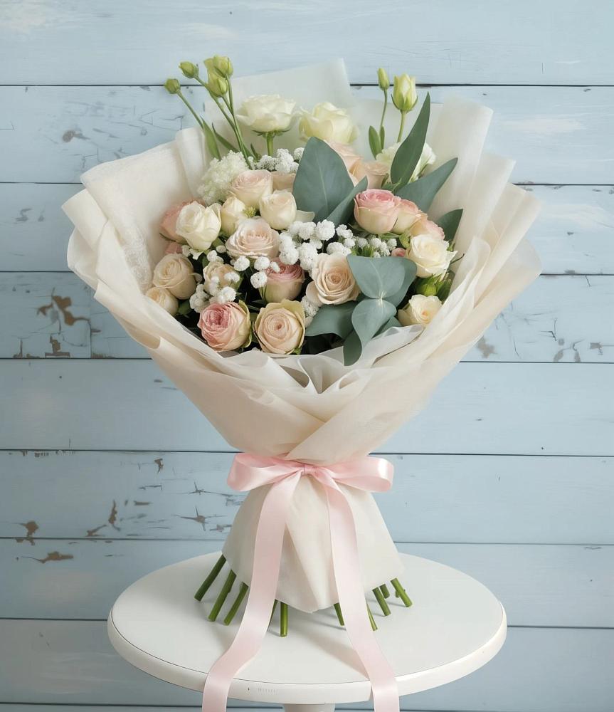 Букет цветов из: Розы и Лизиантусы в Нагорное